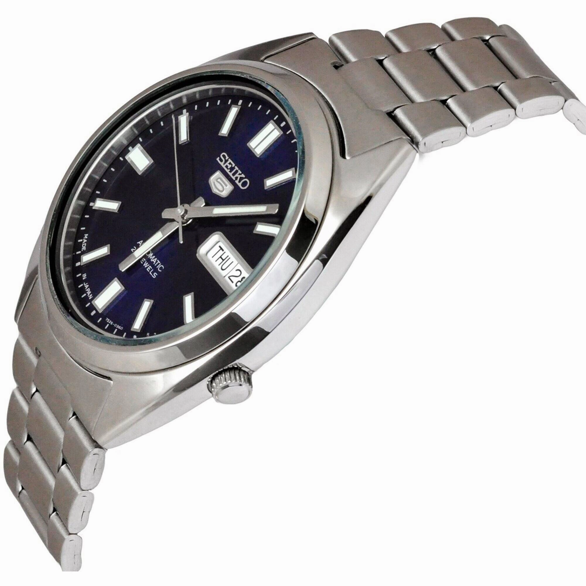 Seiko Men's Watch - Series 5 Power Reserve Blue Dial Silver Tone Bracelet | SNXS77J1