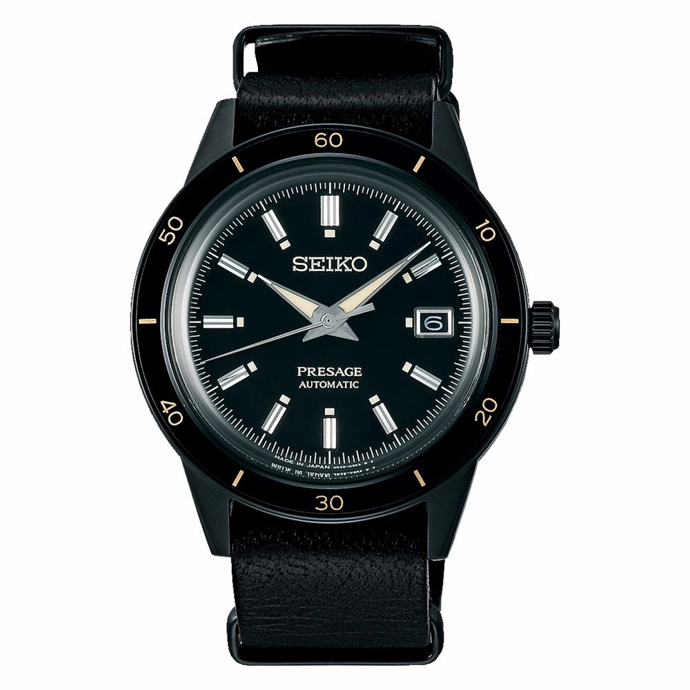 Seiko Presage 60's Style Black Strap Watch SRPH95J1
