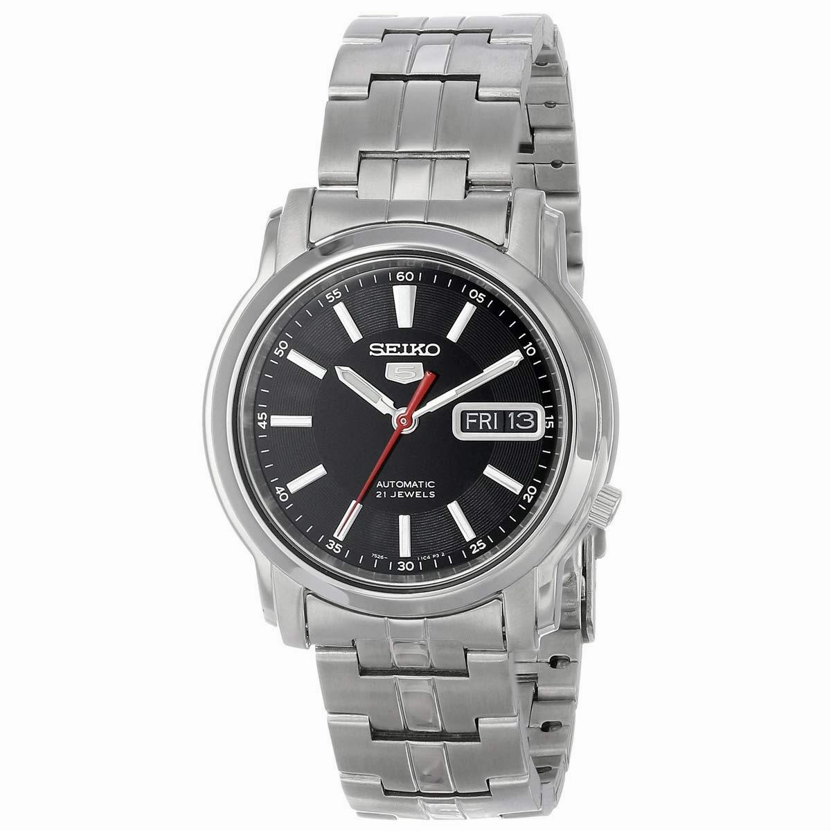Seiko SNKL83 Men's 5 Automatic Black Dial Stainless Steel Bracelet Watch