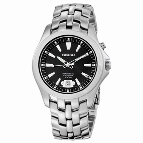 Seiko SNQ101 Men's Perpetual Calendar Black Dial Stainless Steel Bracelet Watch