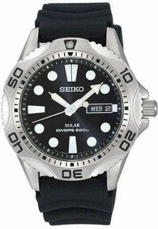 Seiko Solar Quartz Dive Black Sne107P2 - Mens Watch