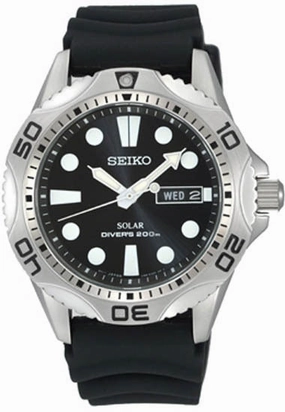 Seiko Solar Quartz Dive Black Sne107P2 - Mens Watch