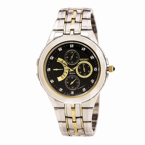 Seiko SRL002 Men's Le Grand Sport Black Dial Two Tone Steel Diamond Watch