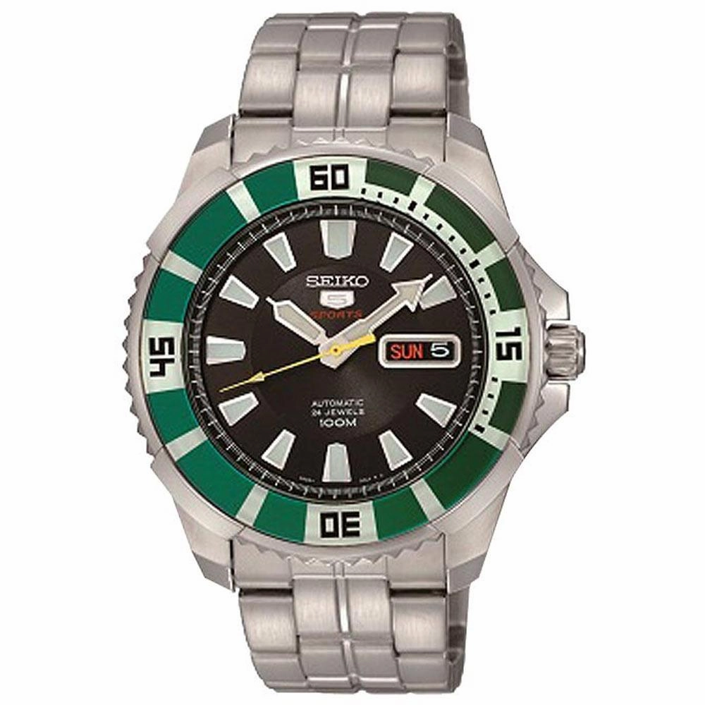 Seiko SRP205 Men's 5 Sports Black Dial Stainless Steel Bracelet Automatic Watch