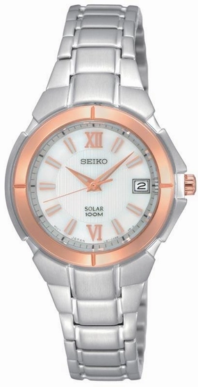 Seiko SUT026 Women's Quartz Rose Gold Stainless Silver Dial Watch