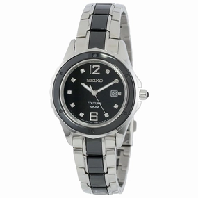 Seiko SXDF01 Women's Coutura Black Dial Black Ceramic & Steel Bracelet Diamond Watch