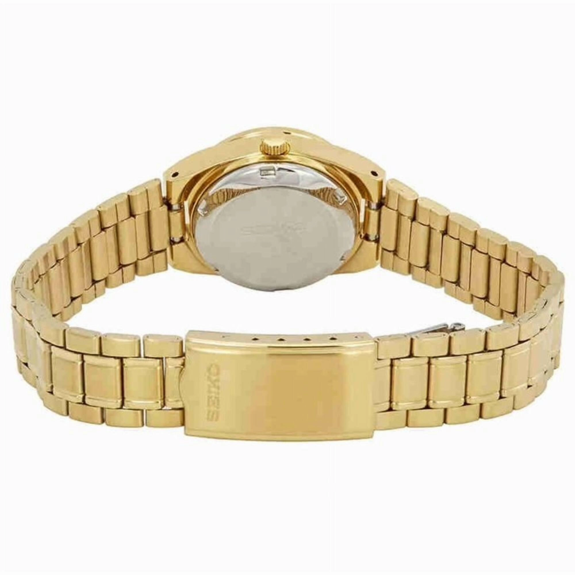 Seiko Women's Automatic Watch - Series 5 Black Dial Yellow Gold Bracelet | SYM602