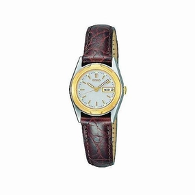 Seiko Women's Day Date Leather Strap Watch SWZ156
