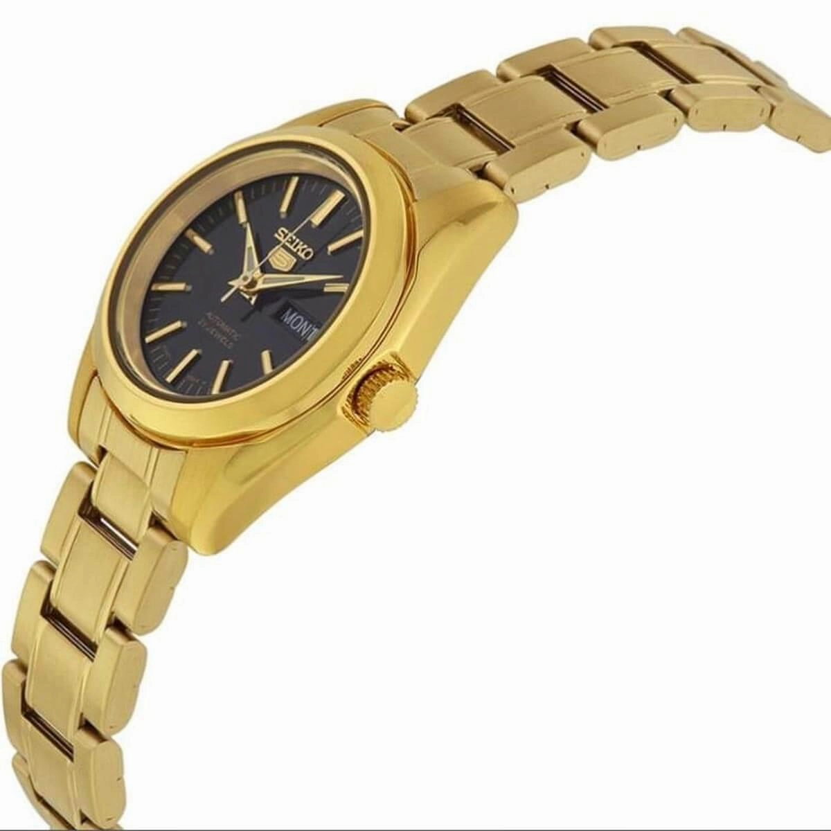 Seiko Women's Watch - Series 5 Automatic Black Dial YG Steel Bracelet | SYMK22K1
