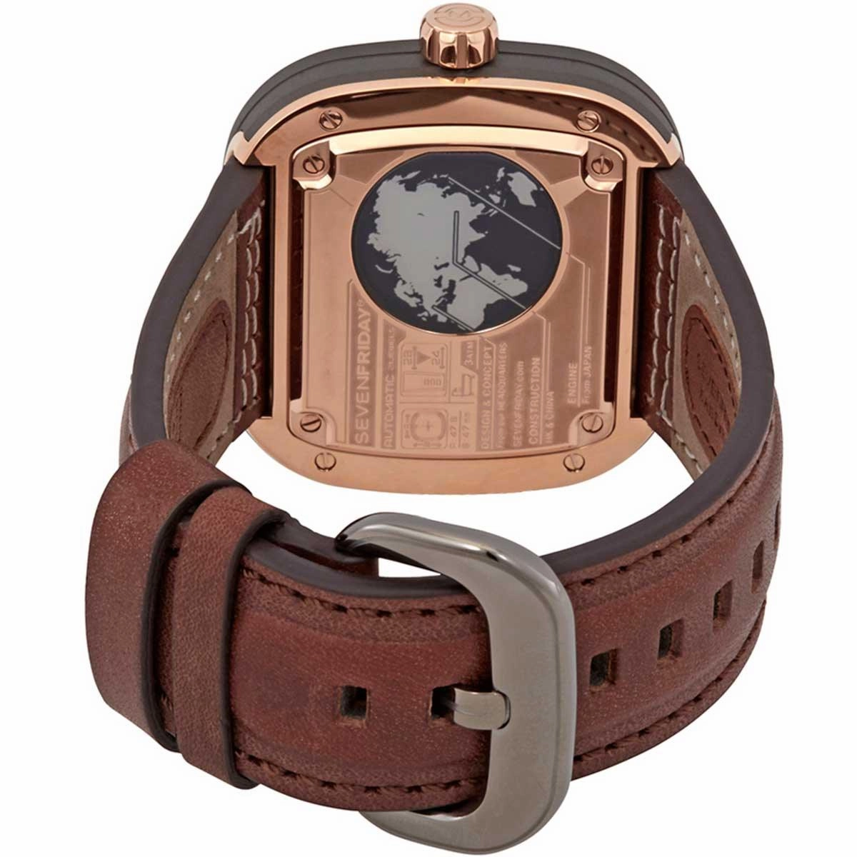 SevenFriday Men's Watch - M-Series Black Dial Brown Genuine Leather Strap | M2B-01