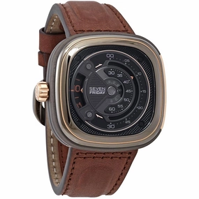 SevenFriday Men's Watch - M-Series Black Dial Brown Genuine Leather Strap | M2B-01