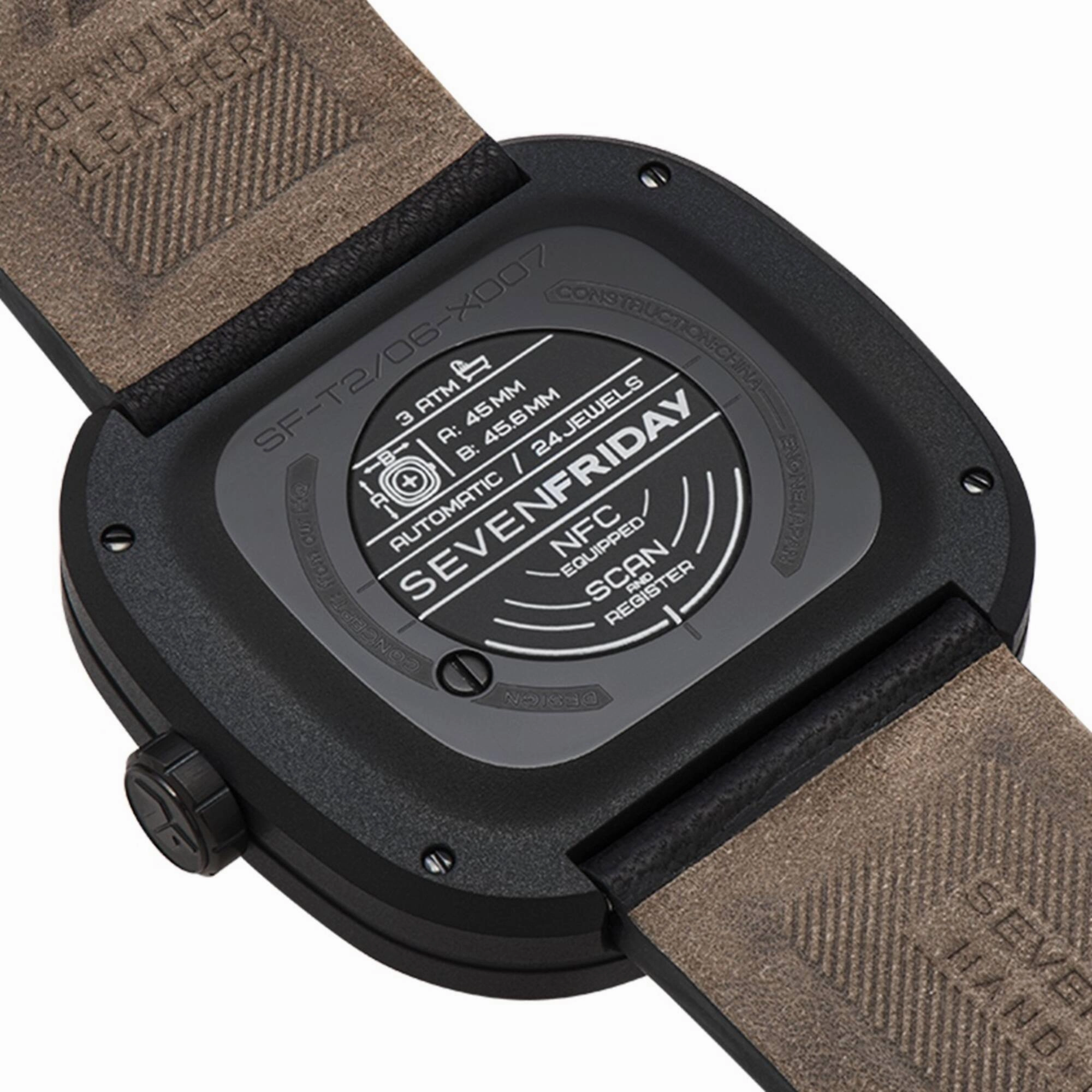 SevenFriday Unisex Watch - T-Series Automatic Skeleton Dial Black Strap | T2-06