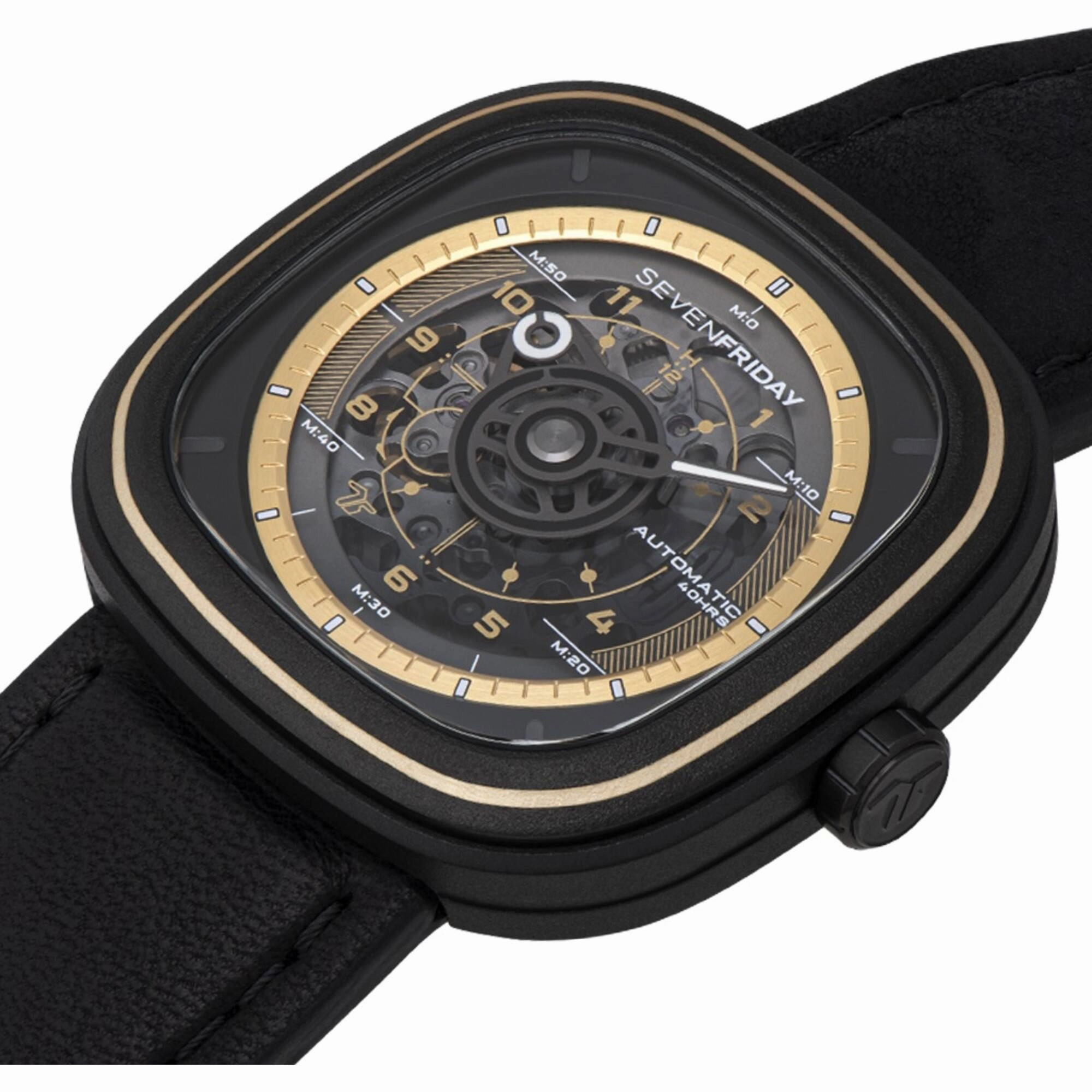 SevenFriday Unisex Watch - T-Series Automatic Skeleton Dial Black Strap | T2-06