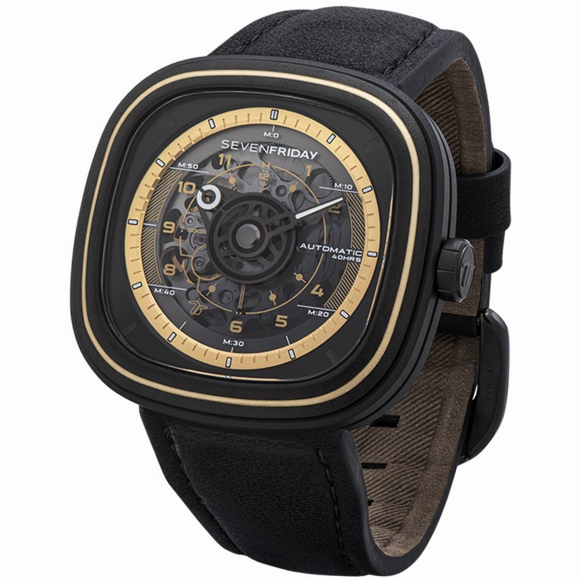 SevenFriday Unisex Watch - T-Series Automatic Skeleton Dial Black Strap | T2-06