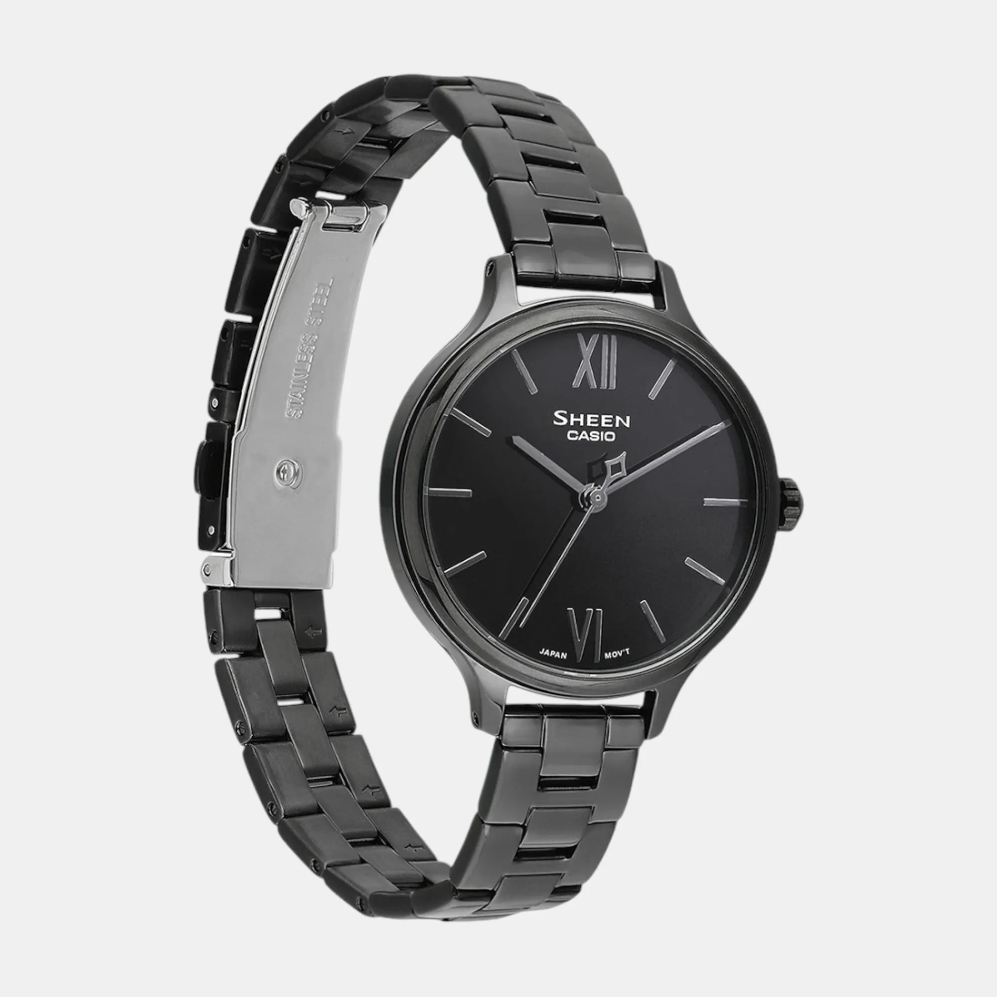 Sheen Women Quartz Black Dial Analog Stainless Steel Watch SHE-4560BD-1AUDF SH316