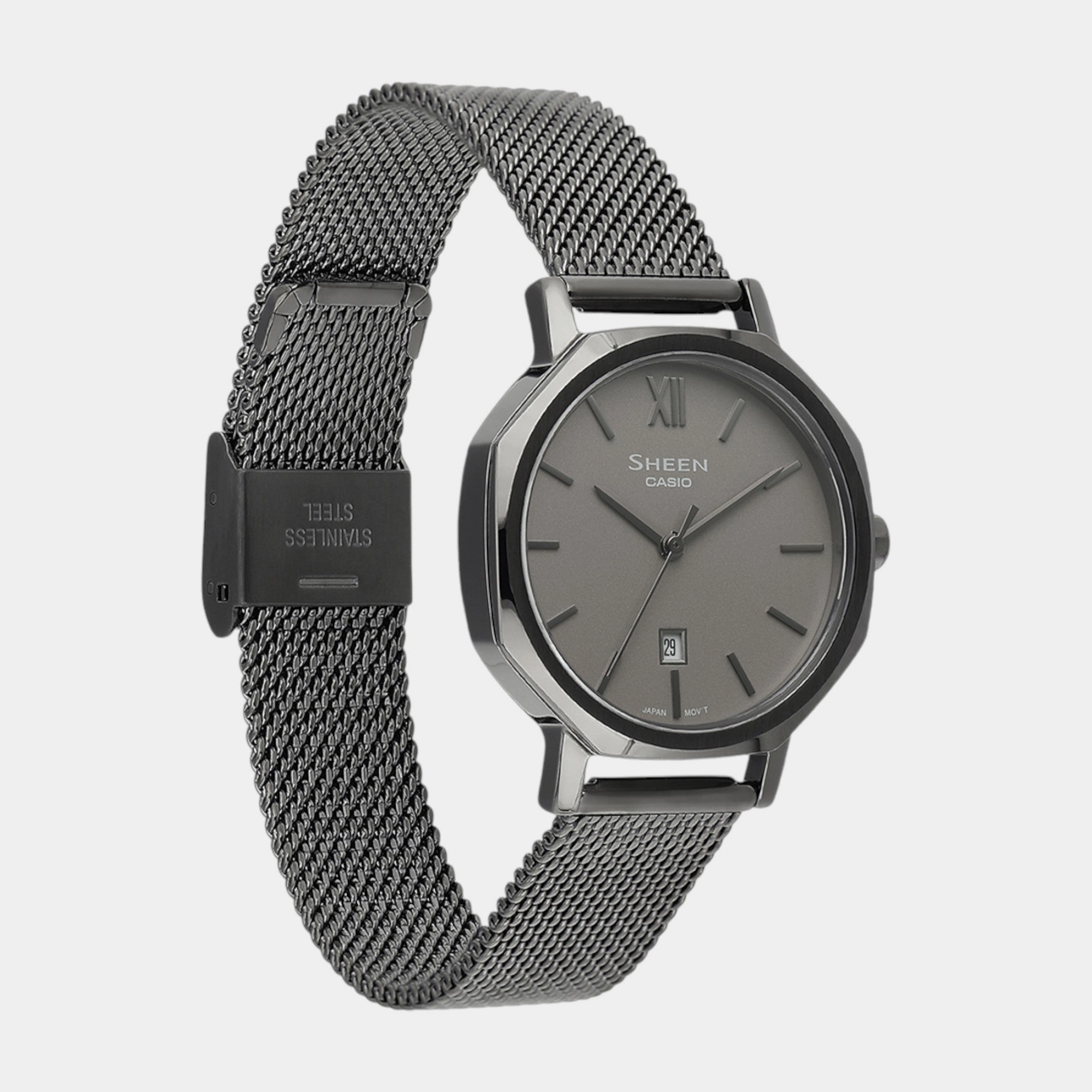 Sheen Women Quartz Grey Dial Analog Mesh Watch SHE-4554GYM-8AUDF SH315