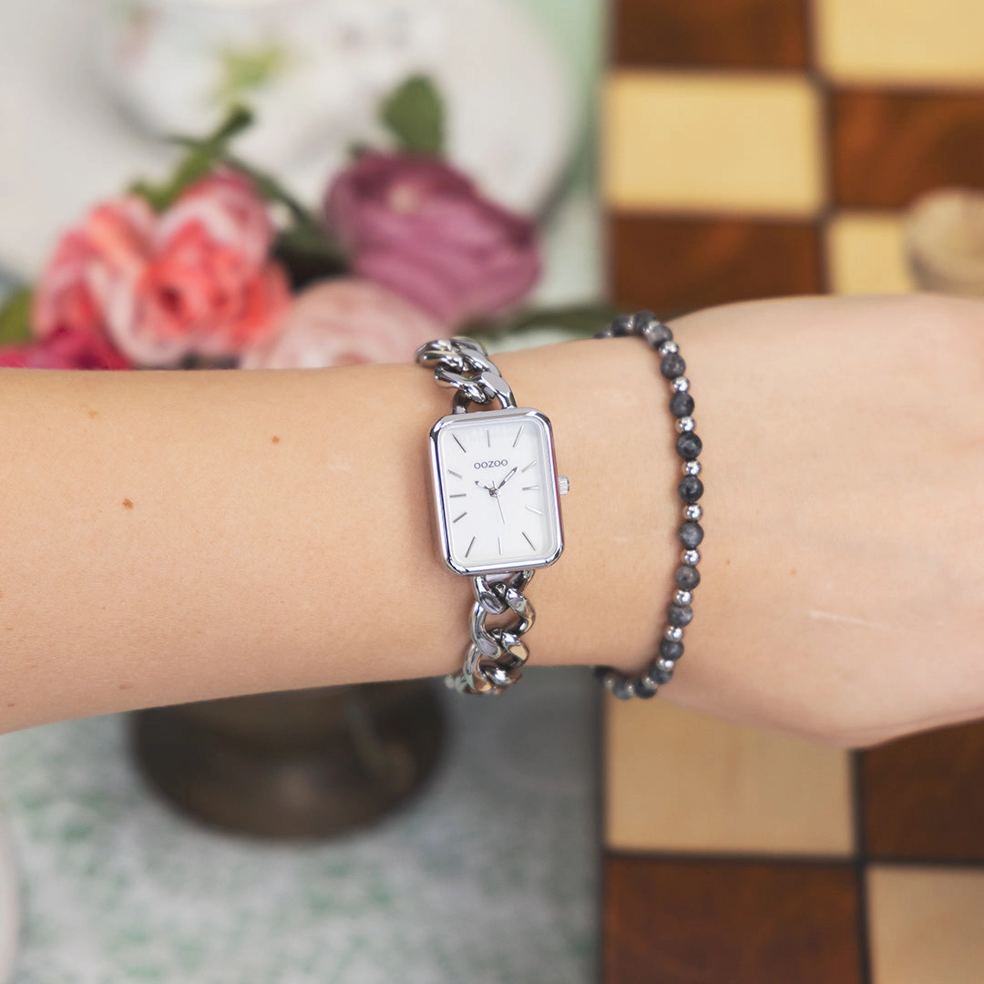 Silver coloured OOZOO watch with chain bracelet - C11130