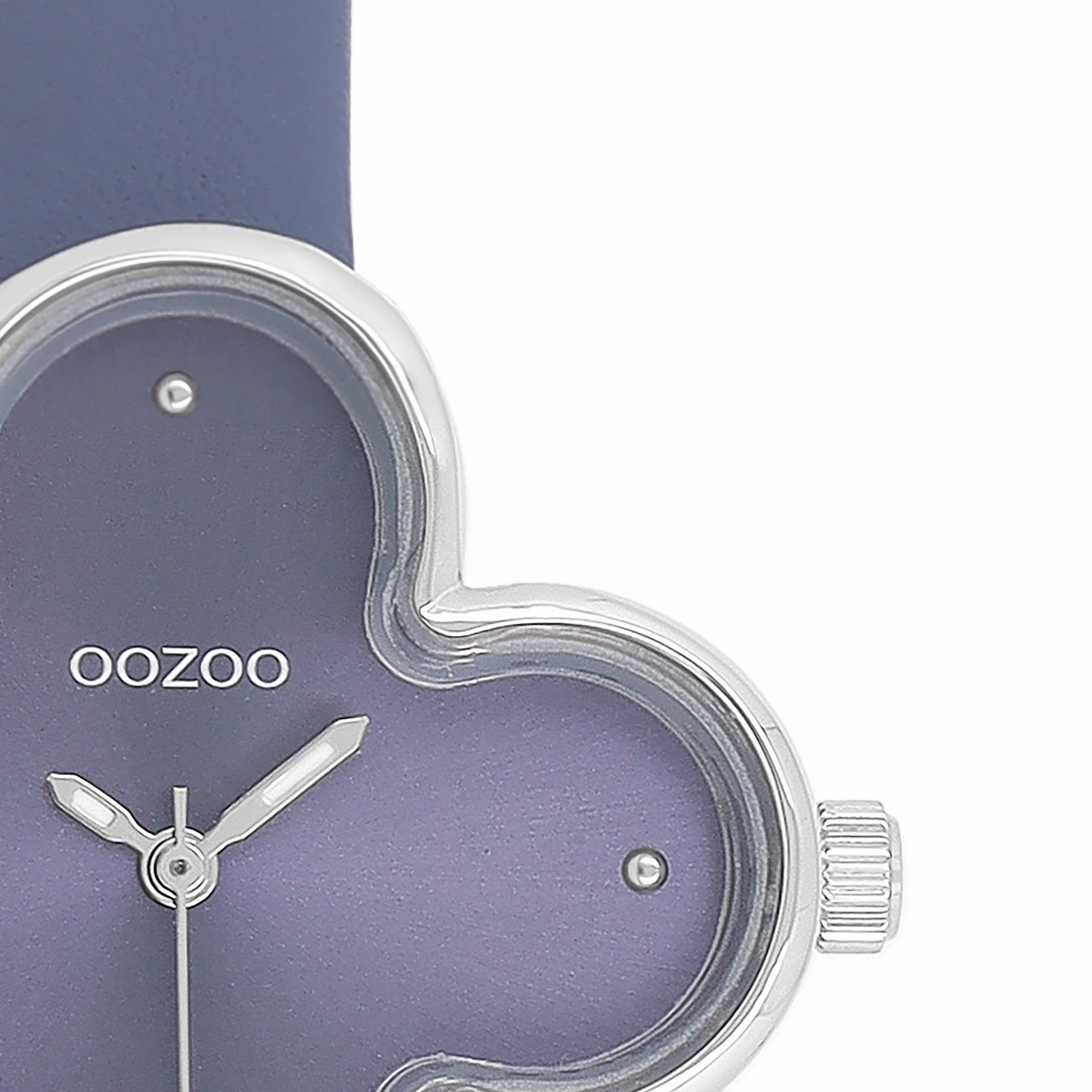 Silver coloured OOZOO watch with granite blue leather strap - C11522