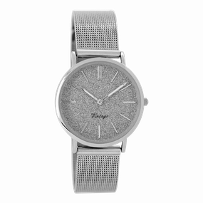 Silver coloured OOZOO watch with metal mesh bracelet - C8837