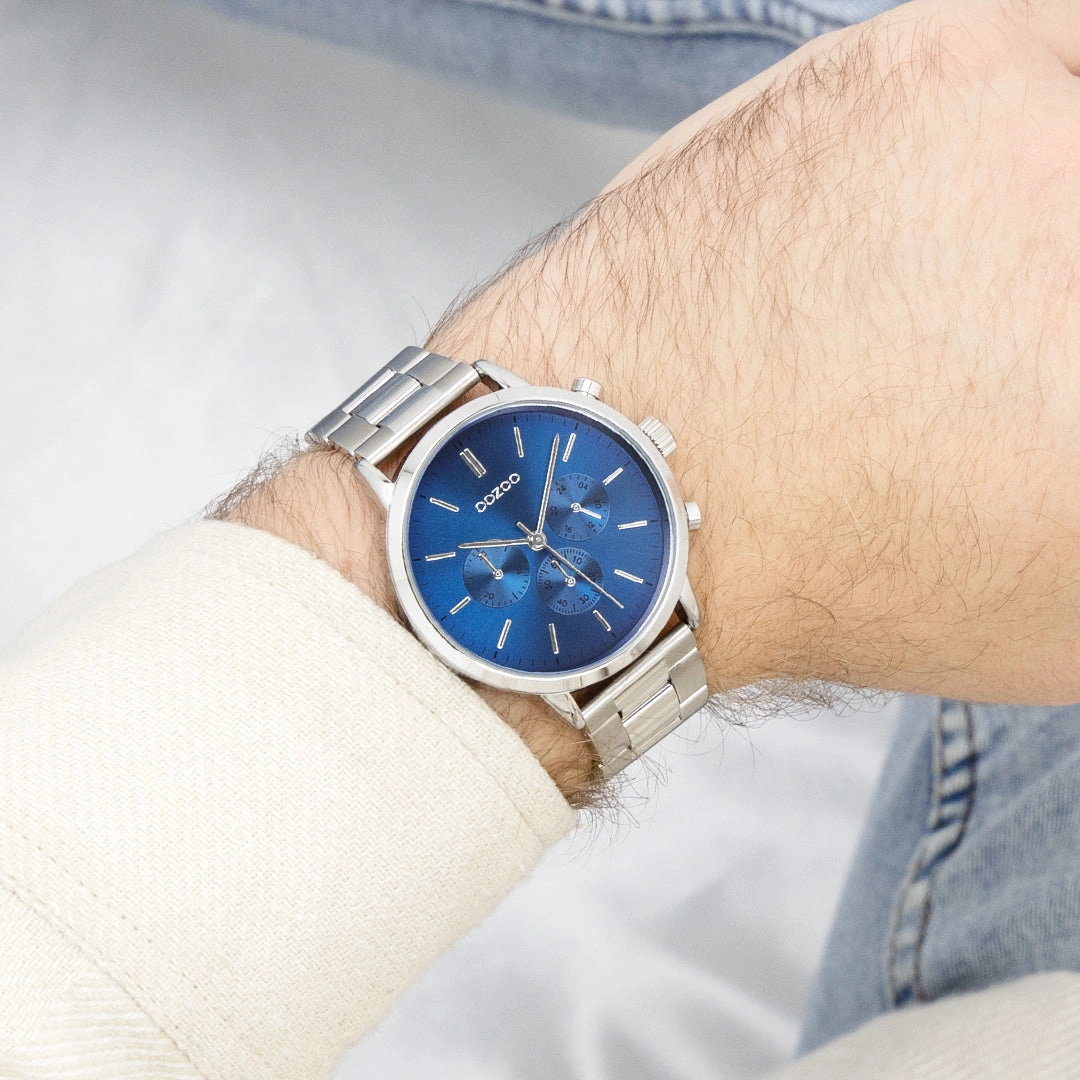 Silver coloured OOZOO watch with stainless steel bracelet - C11406