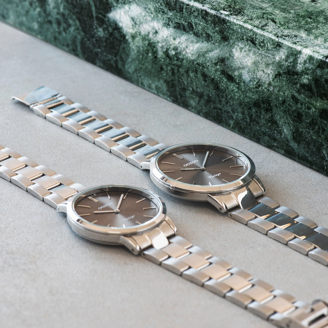 Silver coloured OOZOO watch with stainless steel bracelet - C20021