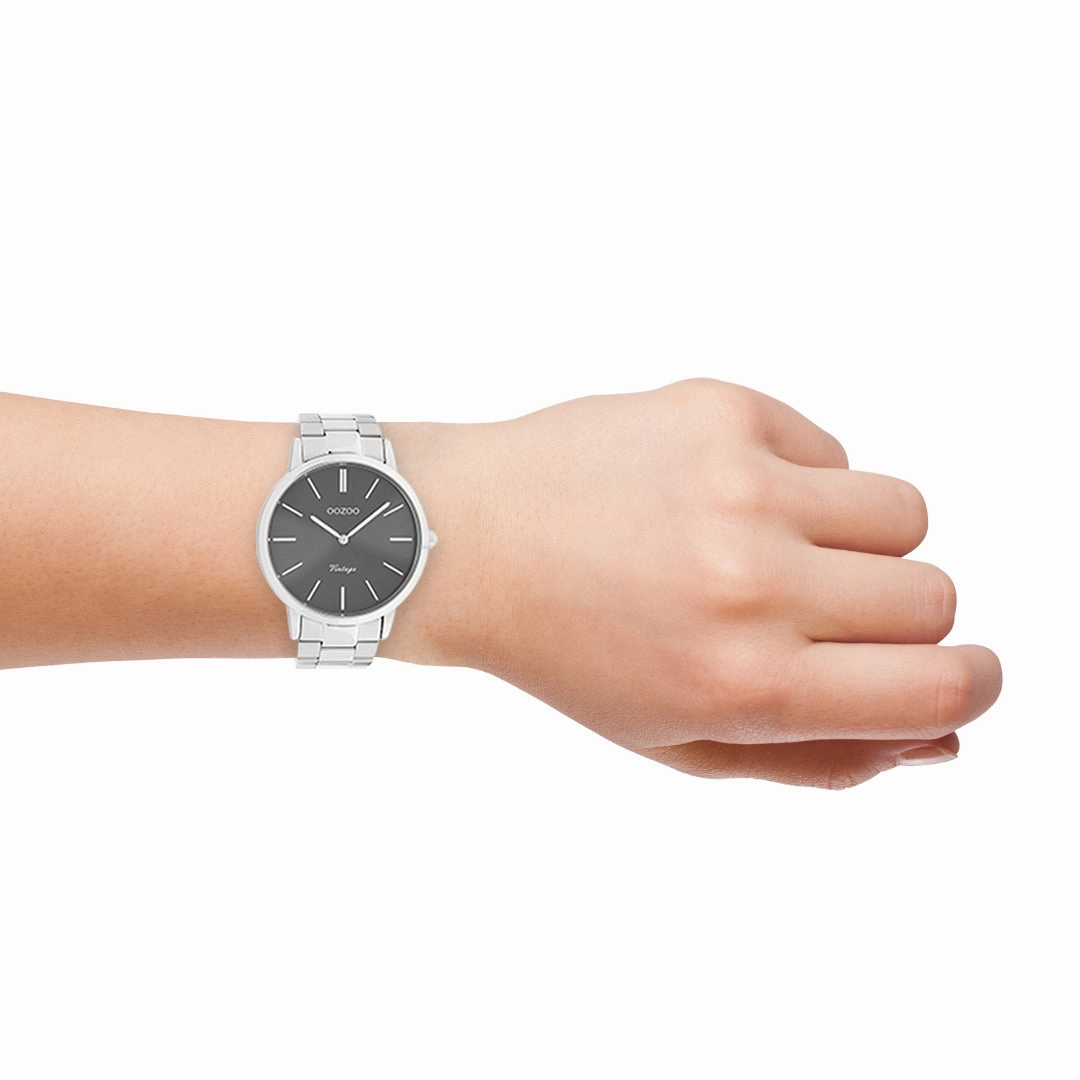 Silver coloured OOZOO watch with stainless steel bracelet - C20021