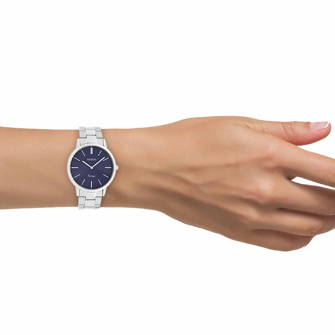 Silver coloured OOZOO watch with stainless steel bracelet - C20029