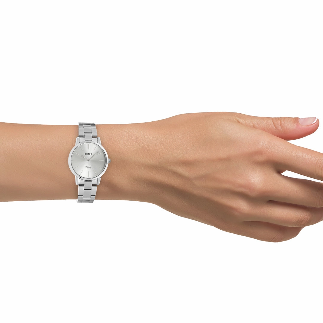 Silver coloured OOZOO watch with stainless steel bracelet - C20110