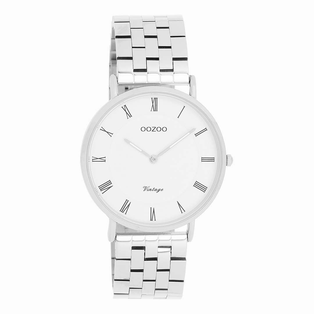 Silver coloured OOZOO watch with stainless steel bracelet - C20365