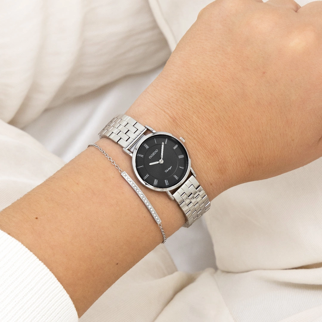 Silver coloured OOZOO watch with stainless steel bracelet - C20373