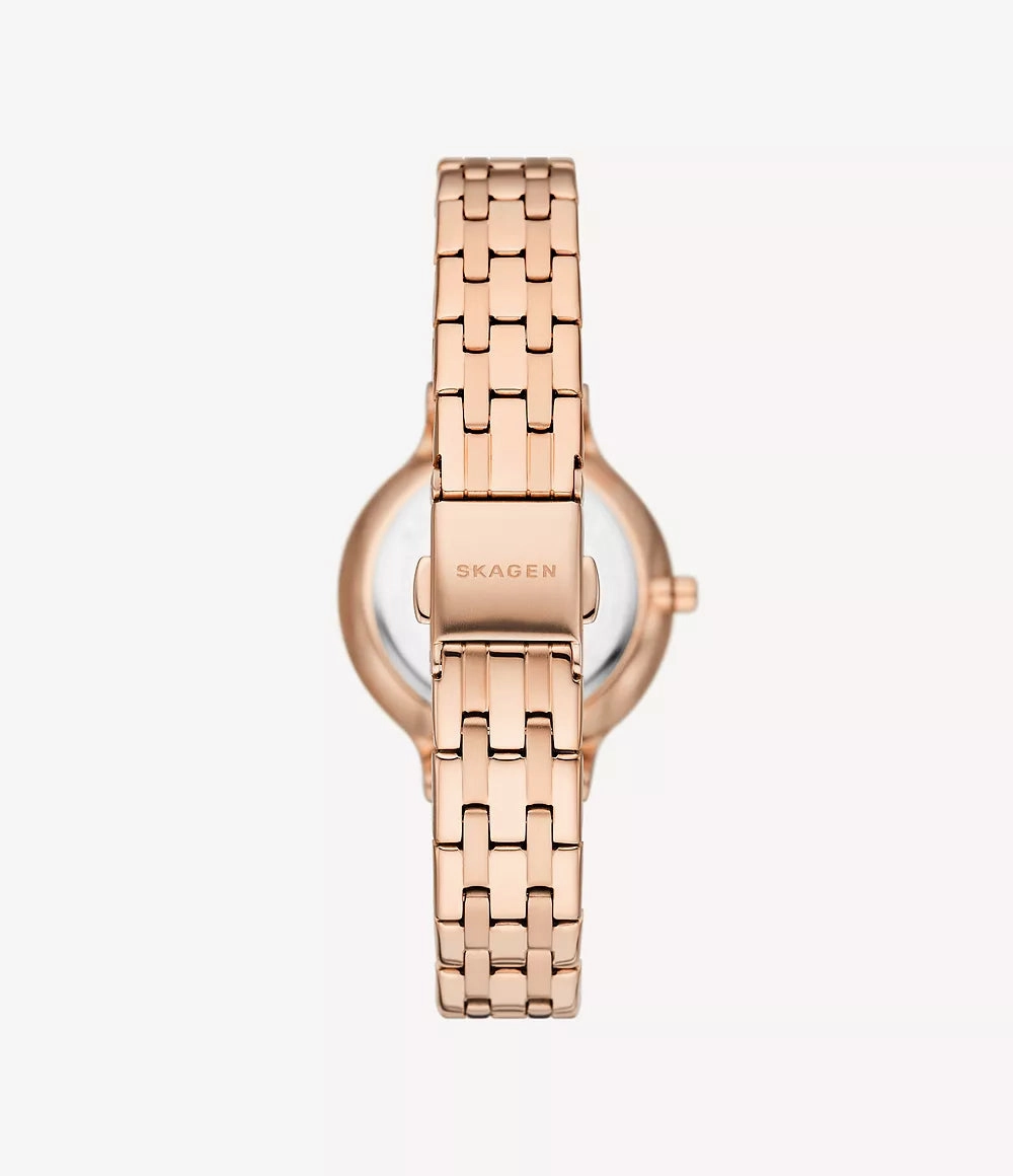 Skagen Anita Rose Gold Stainless Steel Watch with Three-Hand Movement SKW3128