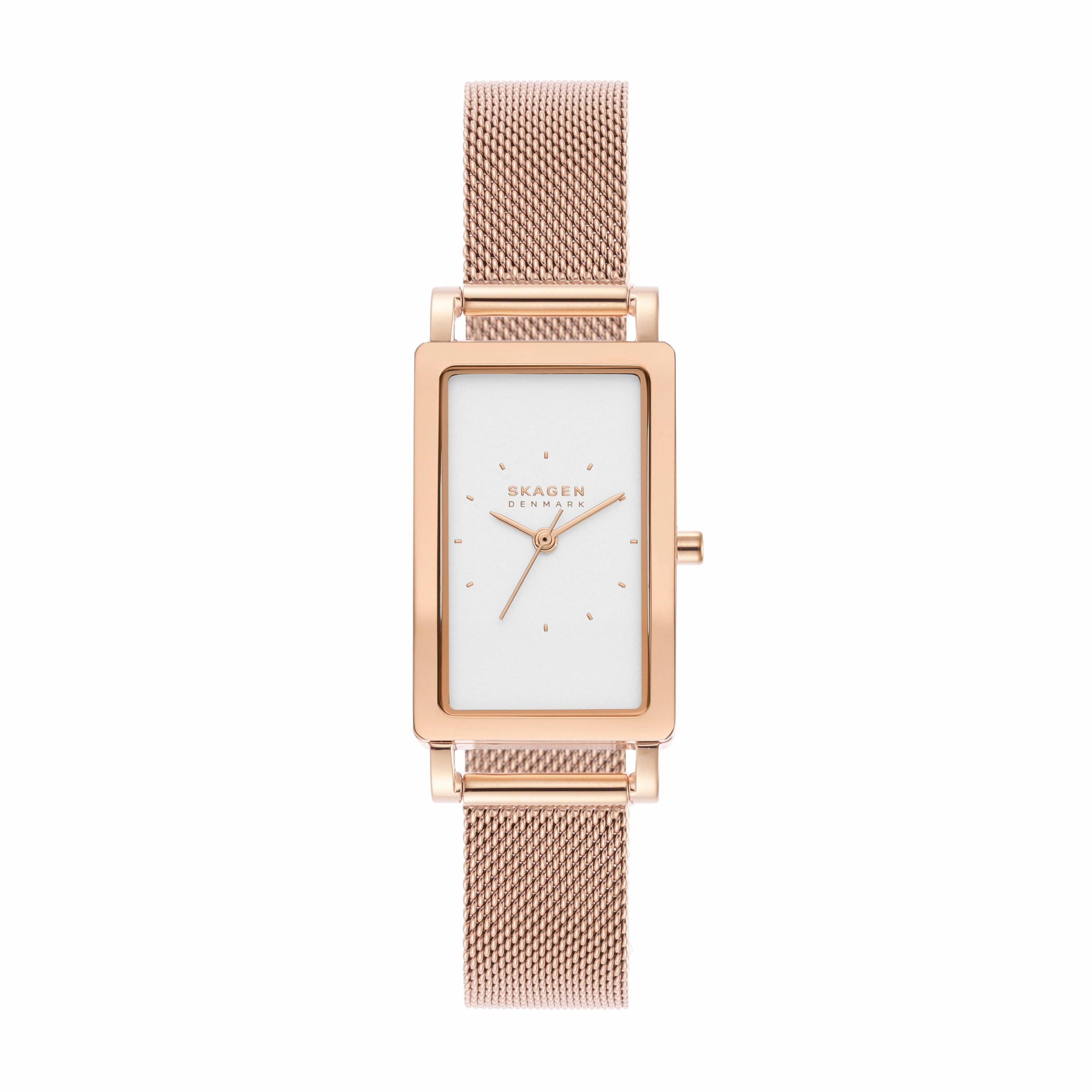 Skagen Hagen Rose Gold Rectangular Stainless Steel Mesh Watch SKW3095