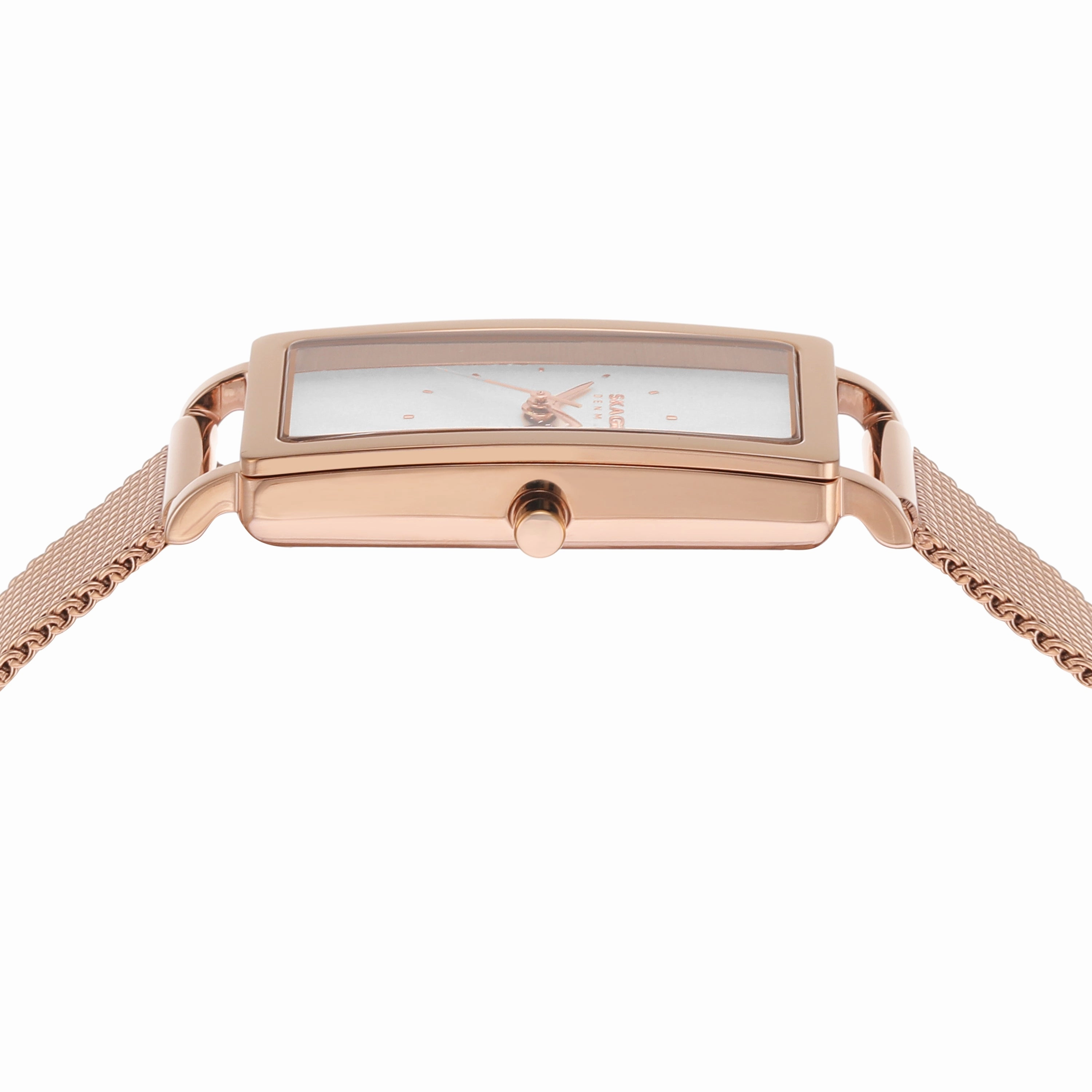 Skagen Hagen Rose Gold Rectangular Stainless Steel Mesh Watch SKW3095