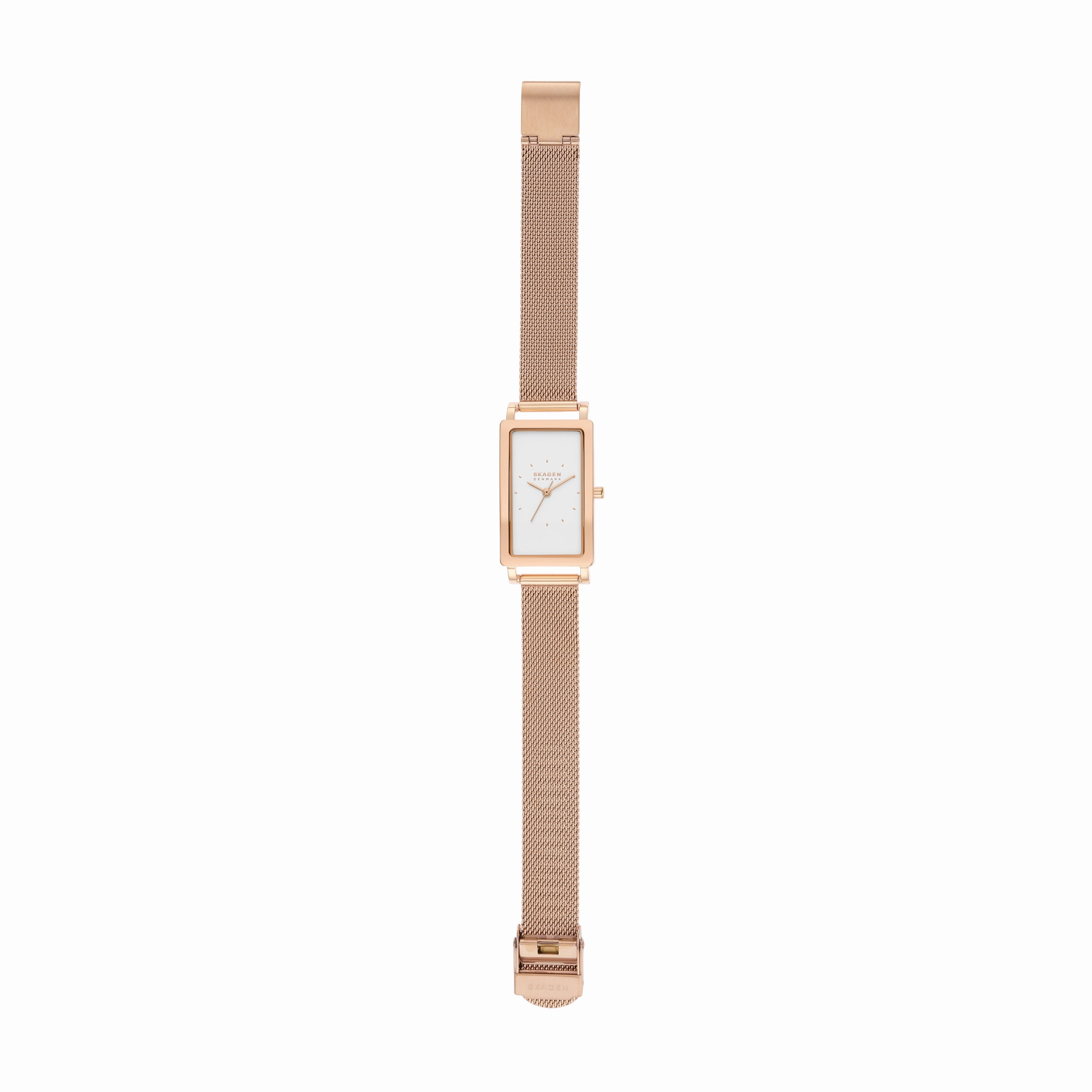 Skagen Hagen Rose Gold Rectangular Stainless Steel Mesh Watch SKW3095