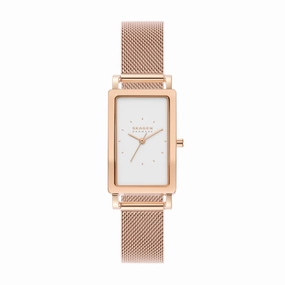 Skagen Hagen Rose Gold Rectangular Stainless Steel Mesh Watch SKW3095
