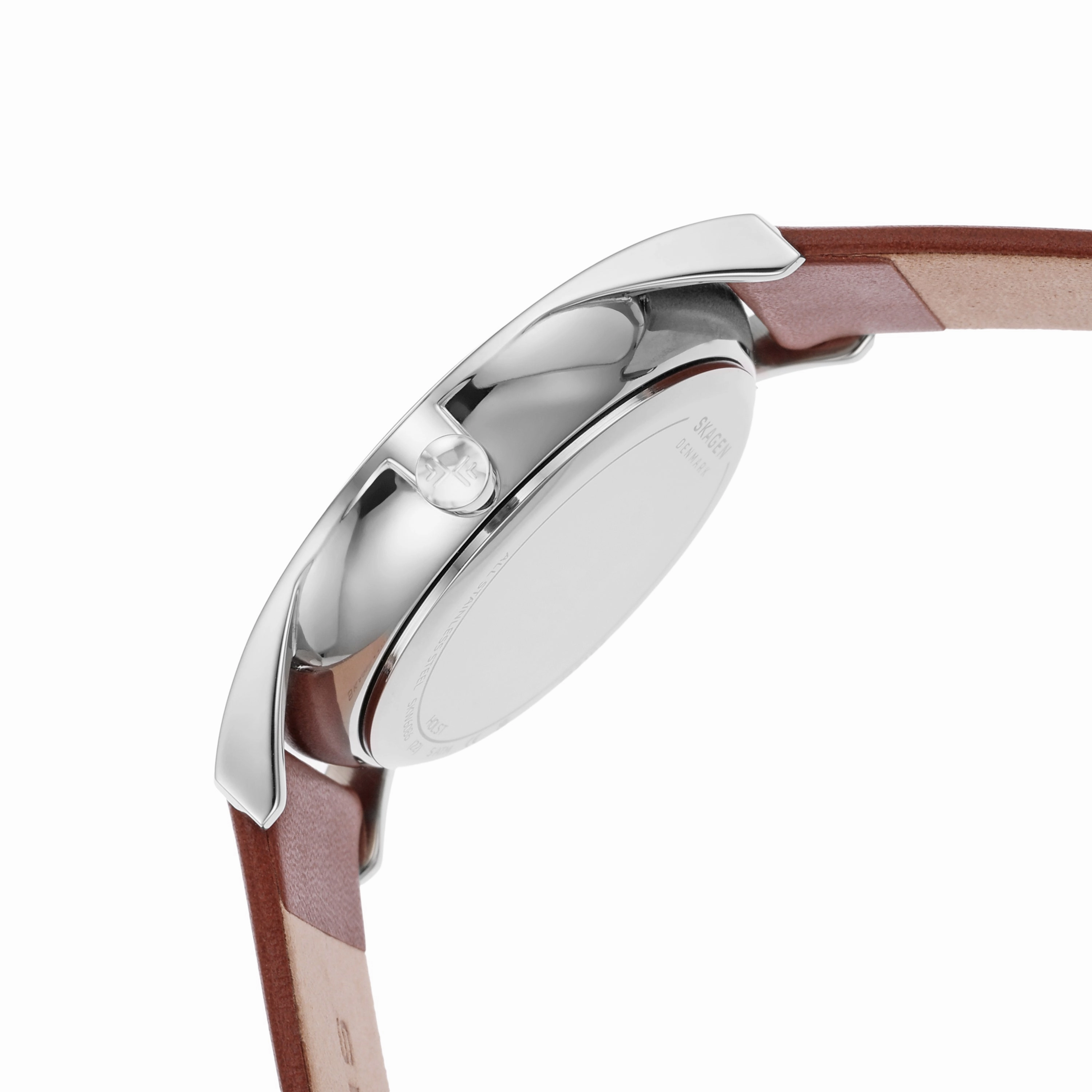 Skagen Holst Medium Brown Leather Watch with Luminous Hands SKW6086