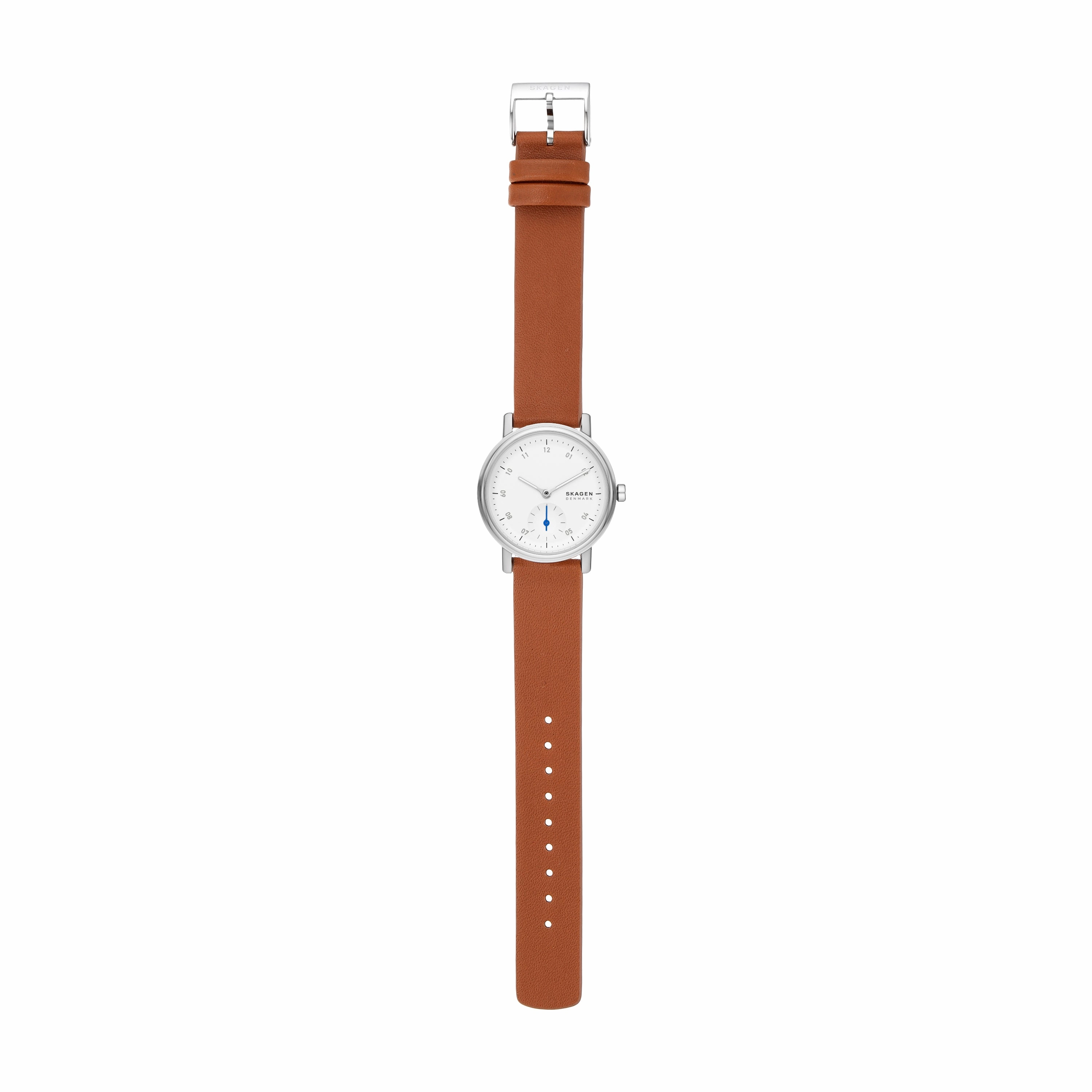 Skagen Kuppel Lille Elegant Watch with Minimalist Sub-Second Dial & Luxurious Brown Leather Strap - SKW3103