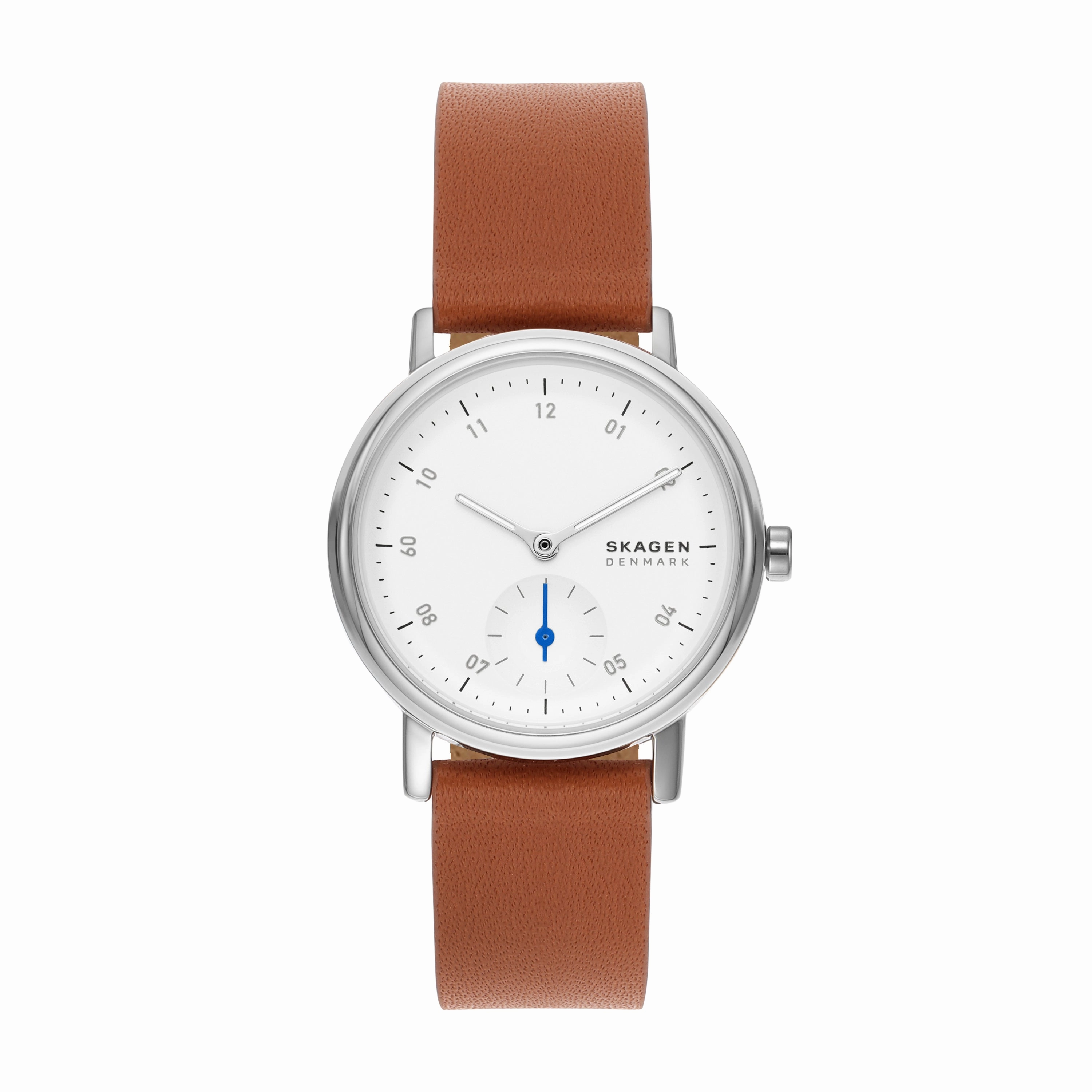 Skagen Kuppel Lille Elegant Watch with Minimalist Sub-Second Dial & Luxurious Brown Leather Strap - SKW3103