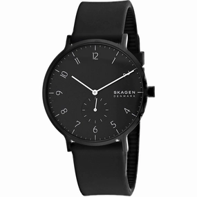 Skagen Men's Watch - Aaren Kulor Quartz Black Dial Rubber Strap | SKW6544