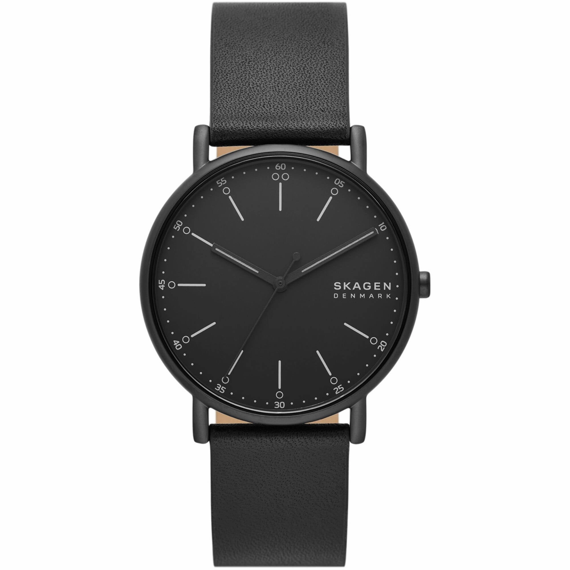 Skagen Men's Watch - Signatur Quartz Black Dial Leather Strap | SKW6902