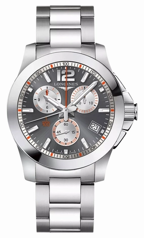 Special Edition Longines Conquest 1/100th Roland Garros Chronograph Stainless Steel Gray Dial Date Divers Quartz Mens Watch L3.700.4.79.6