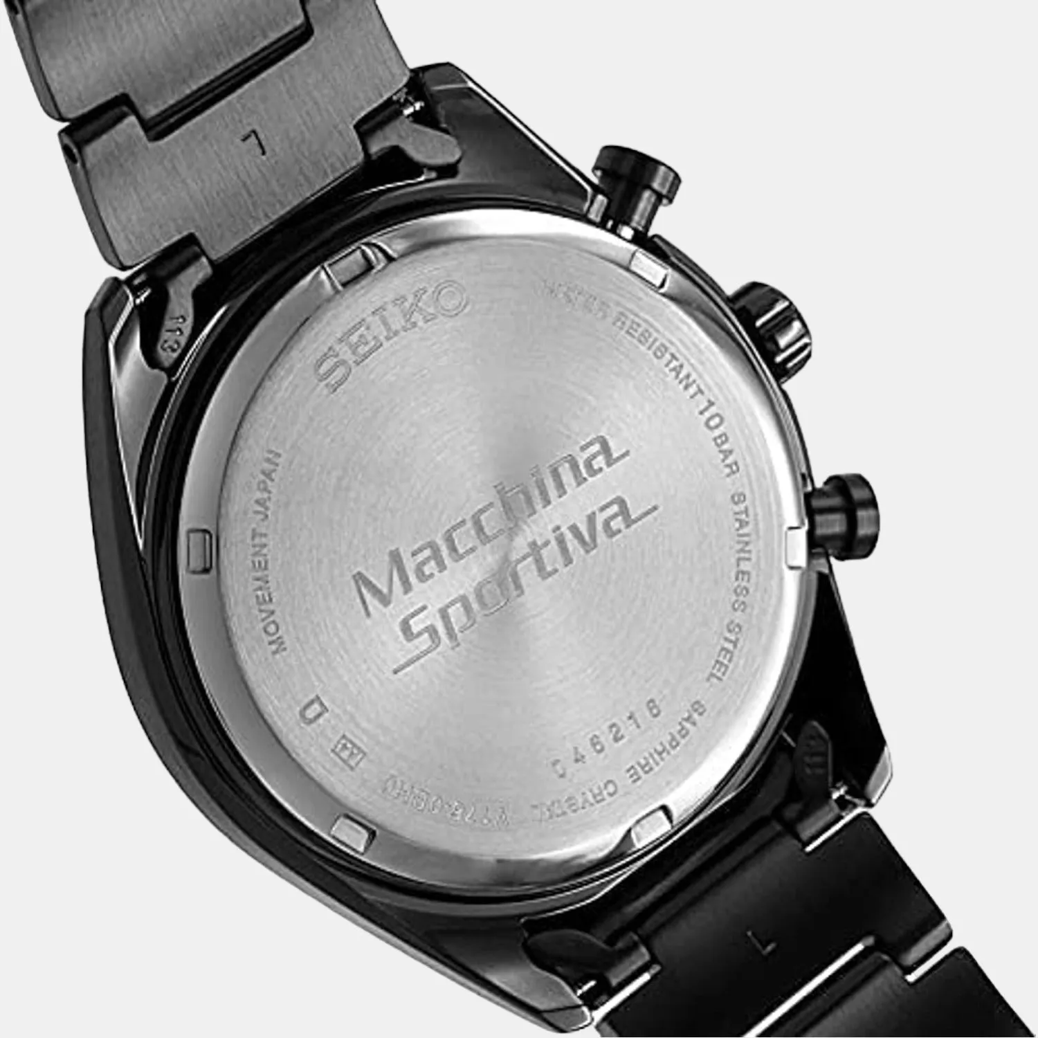 Sport Men Solar Black Dial Chronograph Stainless Steel Watch SSC773P1