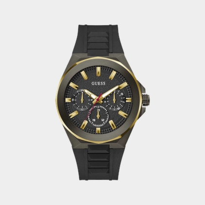 Sport Men Quartz Black Dial Multi-Function Silicone Watch GW0799G1