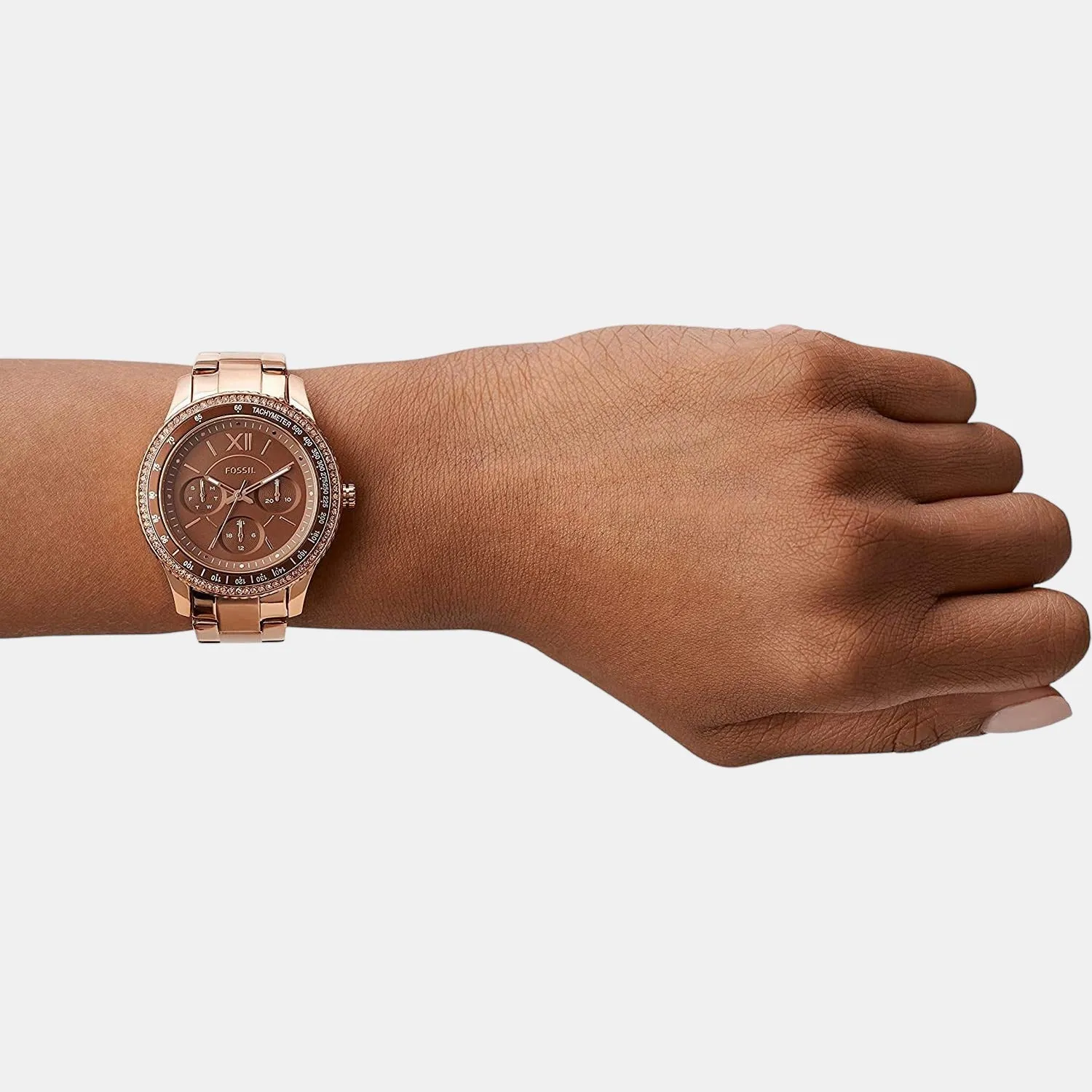 Stella Sport Women Quartz Brown Dial Multi-Function Stainless Steel Watch ES5109
