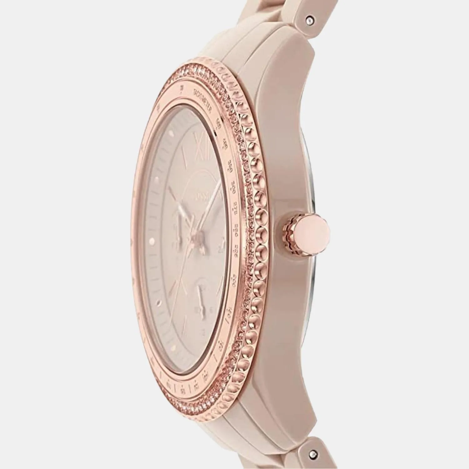 Stella Women Quartz Rose Gold Dial Multi-Function Ceramic Watch CE1112