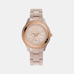 Stella Women Quartz Rose Gold Dial Multi-Function Ceramic Watch CE1112