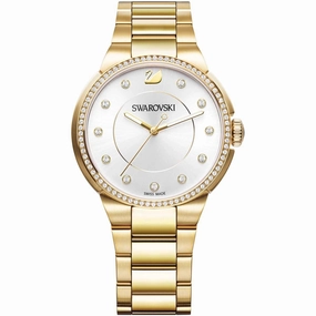 Swarovski Women's Bracelet Watch - City Silver Dial Yellow Gold Steel | 5213729