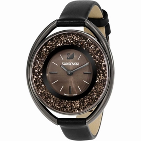Swarovski Women's Strap Watch - Crystalline Oval Black Leather Swiss | 5158517