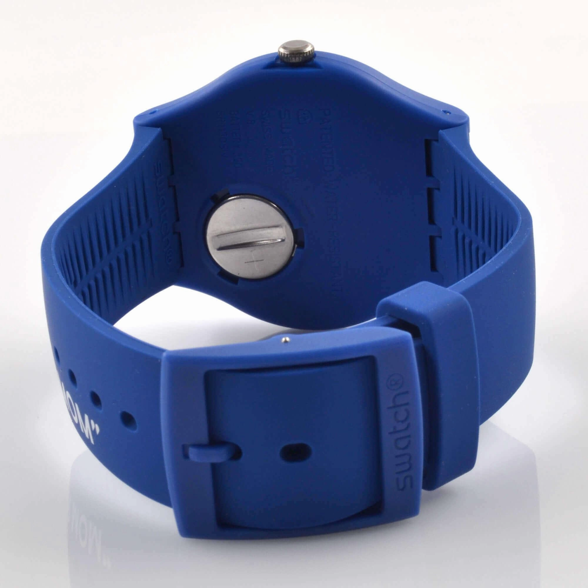 Swatch Men's Watch - All About Dad White Dial Blue Silicone Strap Quartz | SO29Z704