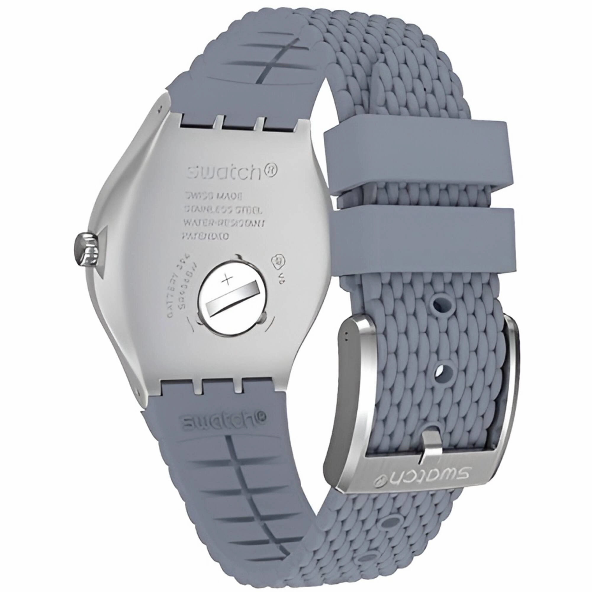 Swatch Men's Watch - Irony Asphaltise Quartz Silver Dial Blue Silicone Strap | YWS447